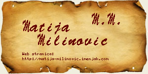 Matija Milinović vizit kartica
